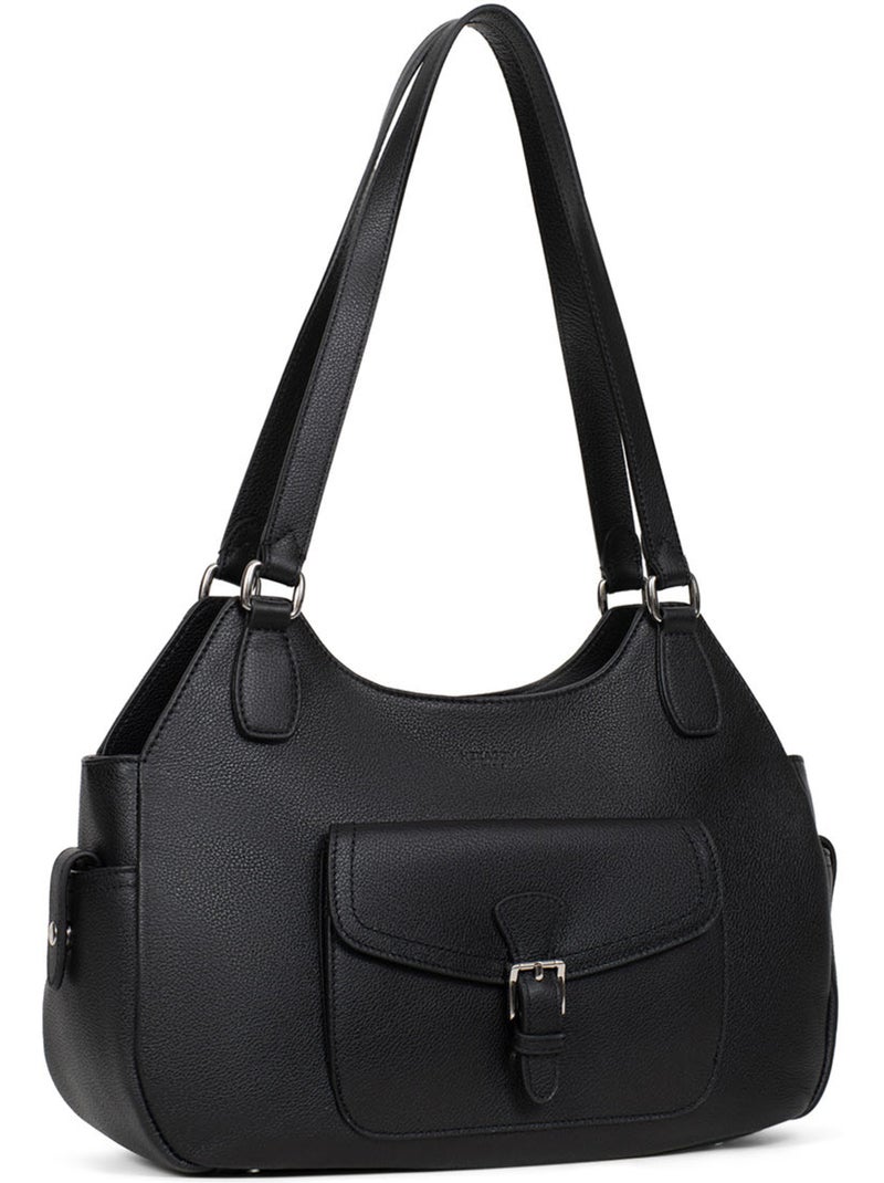 Bolso de hombro 2 asas - cuero mirabelle hexagona Negro - Kiabi