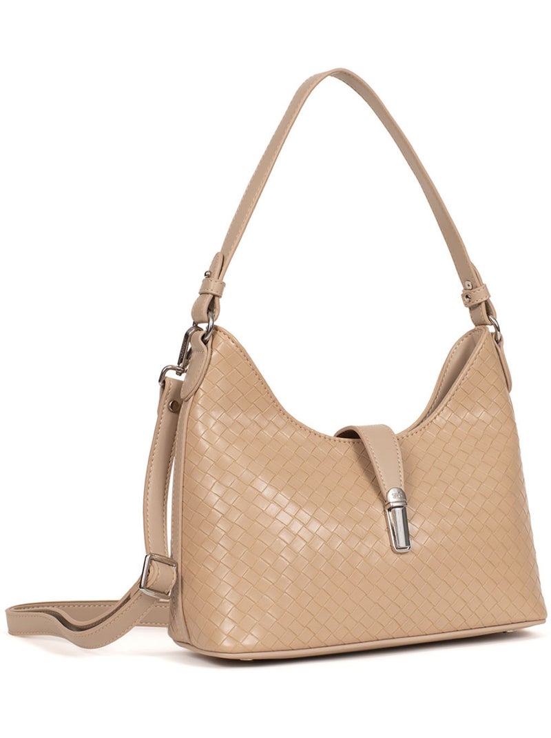 Bolso de hombro con 1 asa nila hexagona Taupe - Kiabi