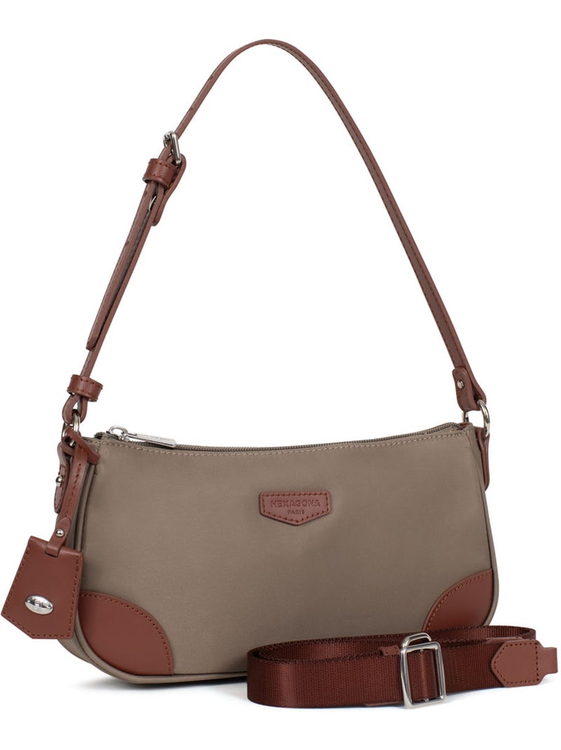 Bolso de hombro con 1 asa pop hexagona Taupe - Kiabi