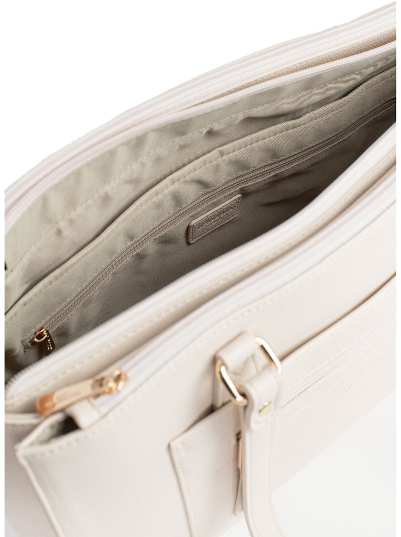 Bolso de hombro con 2 asas - 13" y a4 lys hexagona Marfil - Kiabi