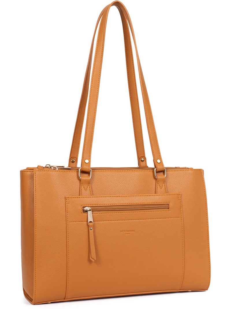 Bolso de hombro con 2 asas - 13" y a4 lys hexagona Marrón claro - Kiabi