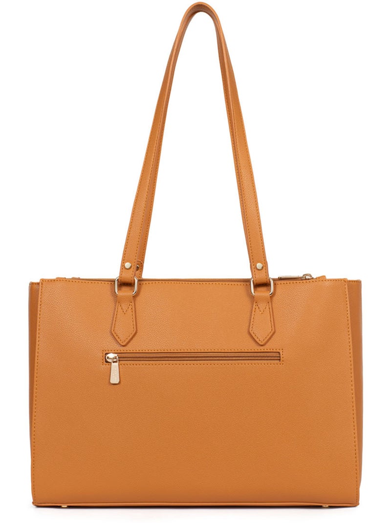 Bolso de hombro con 2 asas - 13" y a4 lys hexagona Marrón claro - Kiabi