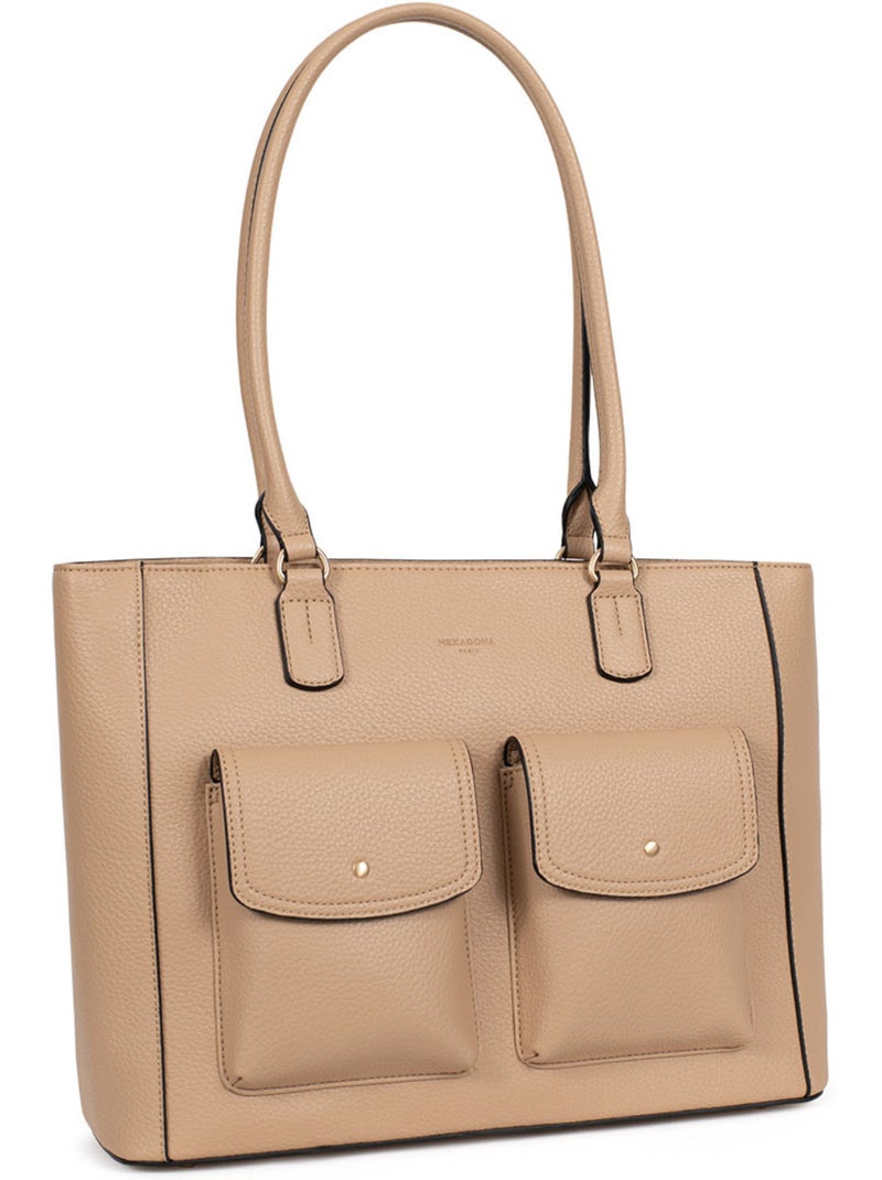 Bolso de hombro con 2 asas - a4 zora hexagona Beige arena - Kiabi