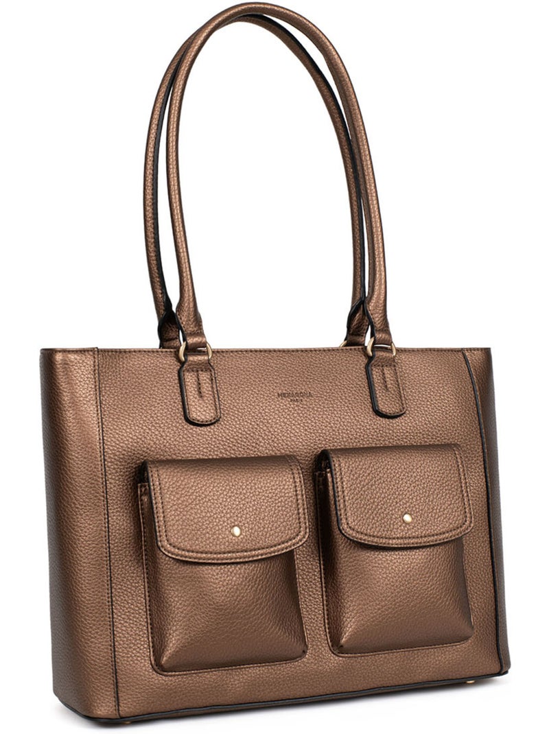Bolso de hombro con 2 asas - a4 zora hexagona Bronce - Kiabi