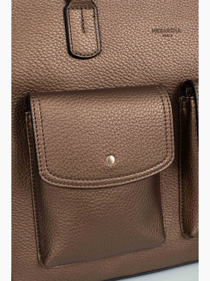 Bolso de hombro con 2 asas - a4 zora hexagona Bronce - Kiabi