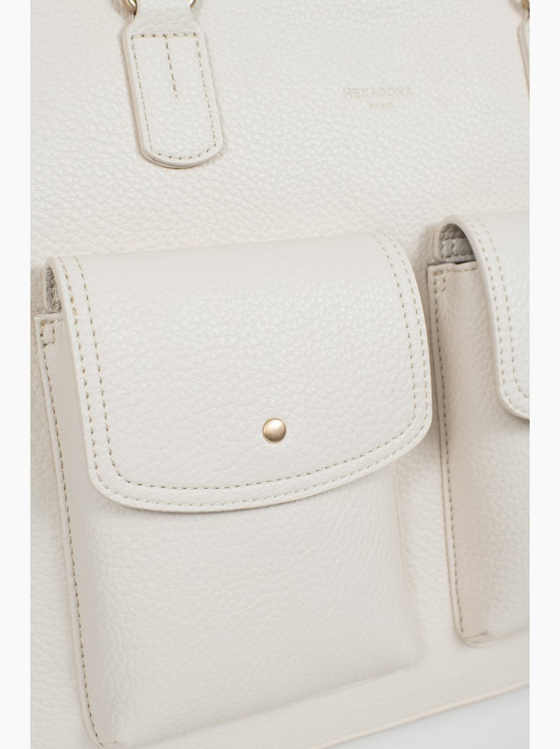 Bolso de hombro con 2 asas - a4 zora hexagona Marfil - Kiabi
