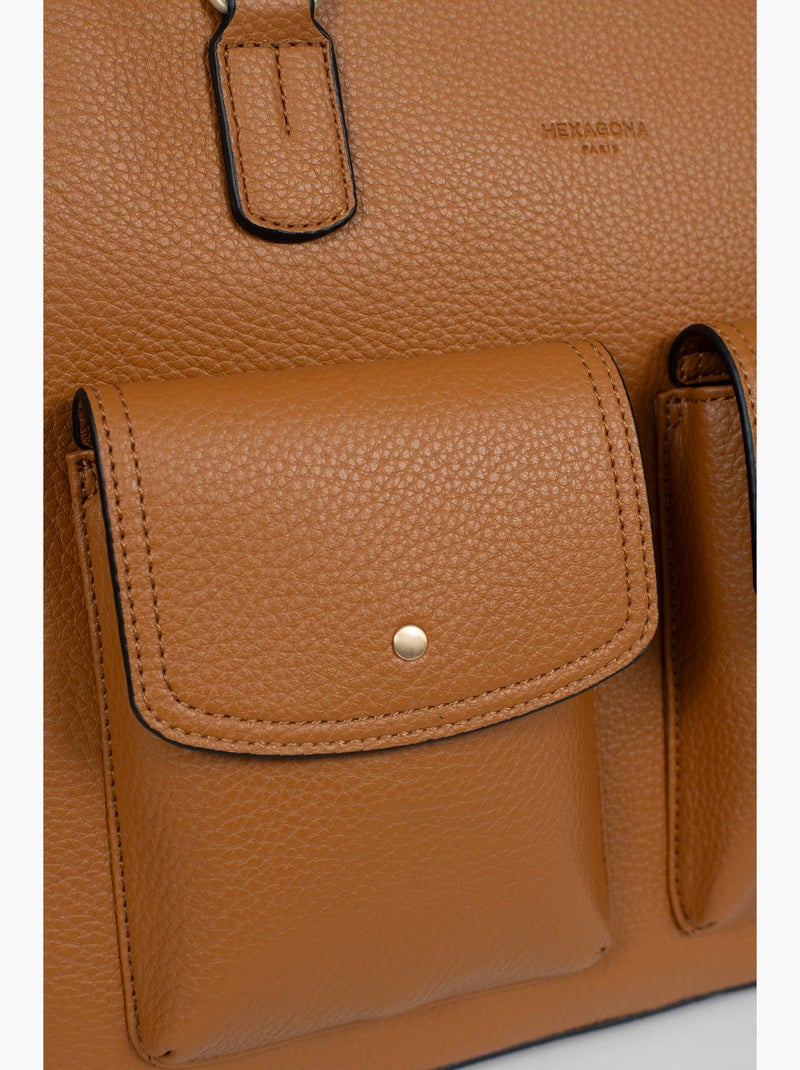 Bolso de hombro con 2 asas - a4 zora hexagona Marrón caramelo - Kiabi