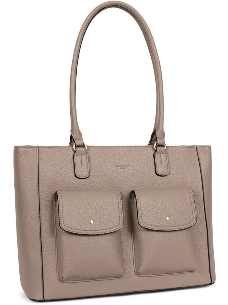 Bolso de hombro con 2 asas - a4 zora hexagona Taupe - Kiabi