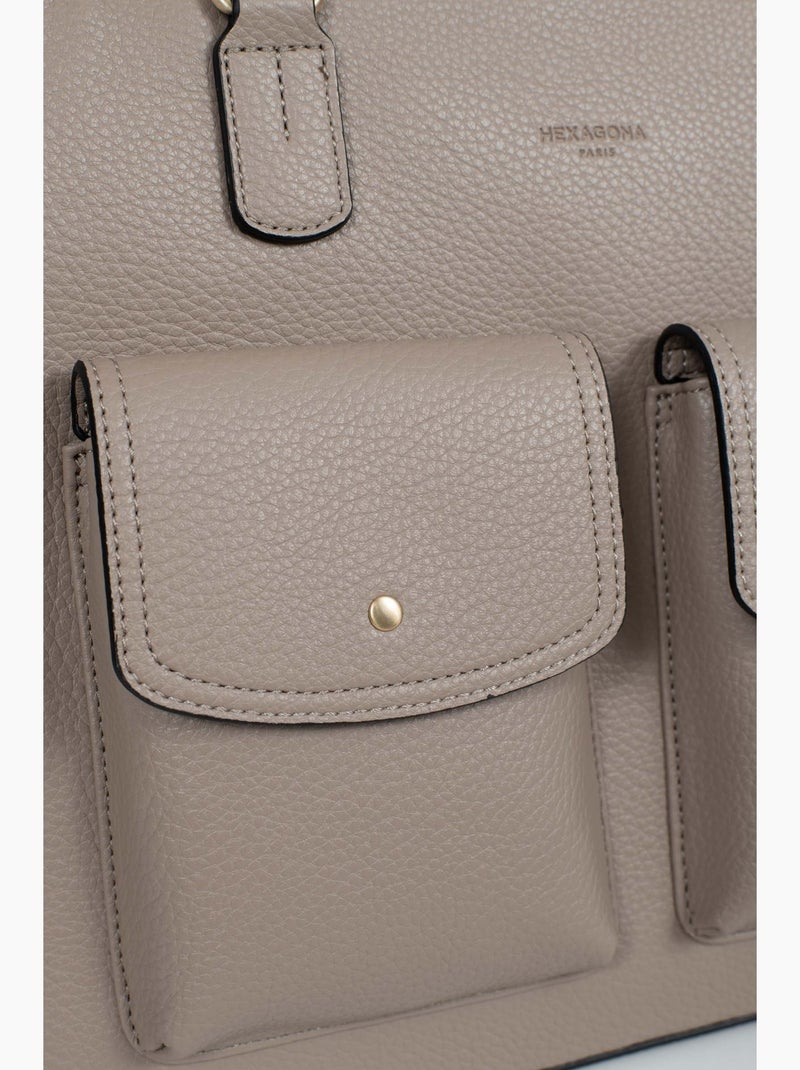 Bolso de hombro con 2 asas - a4 zora hexagona Taupe - Kiabi