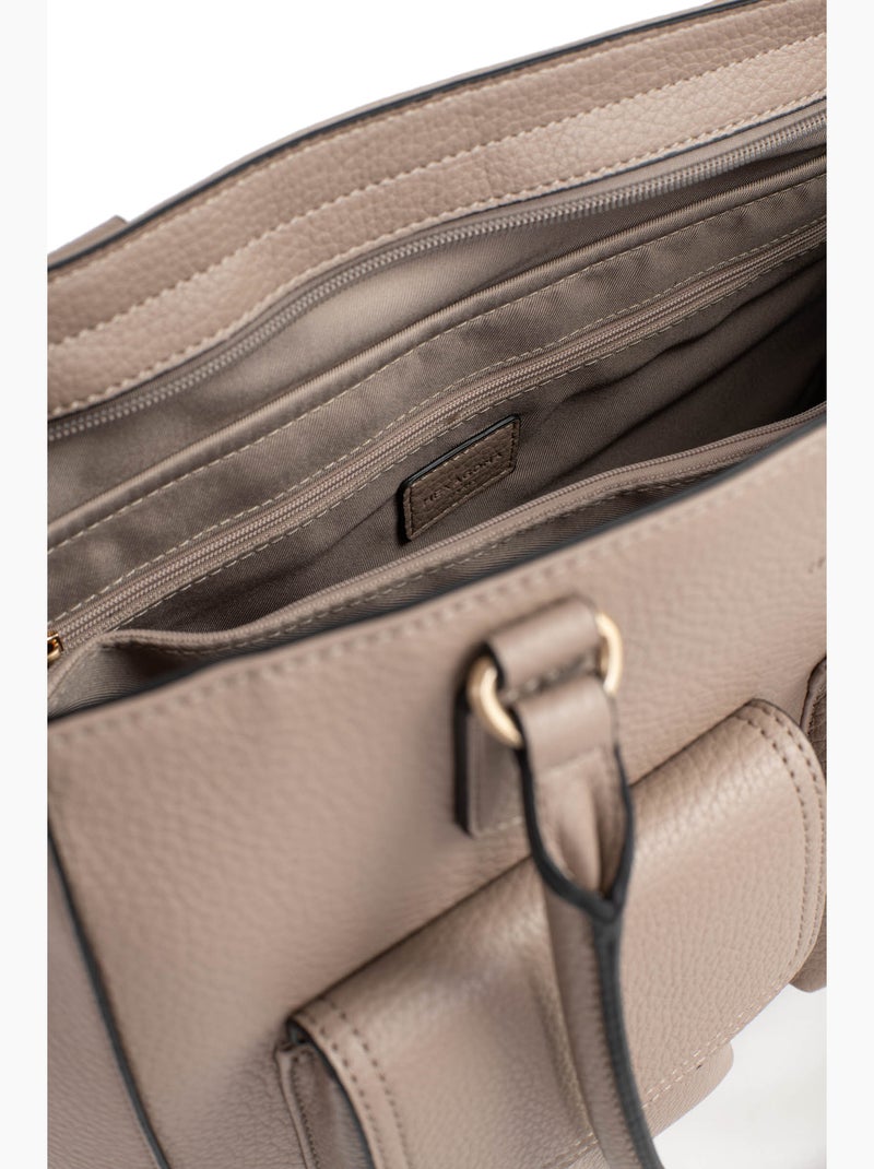 Bolso de hombro con 2 asas - a4 zora hexagona Taupe - Kiabi