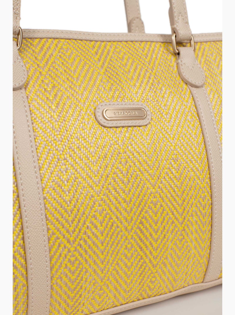 Bolso de hombro con 2 asas capri hexagona Amarillo - Kiabi