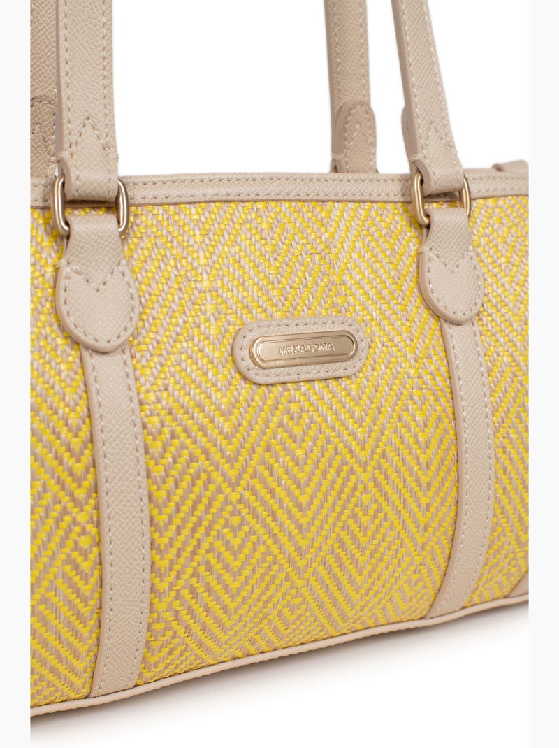 Bolso de hombro con 2 asas capri hexagona Blanco - Kiabi