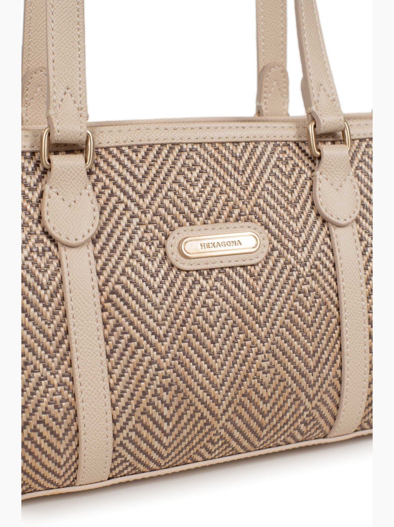 Bolso de hombro con 2 asas capri hexagona Marrón - Kiabi