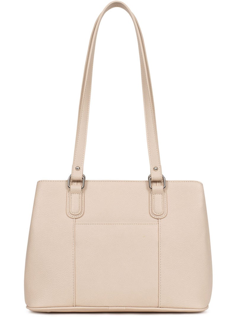 Bolso de hombro con 2 asas maya hexagona Marfil - Kiabi
