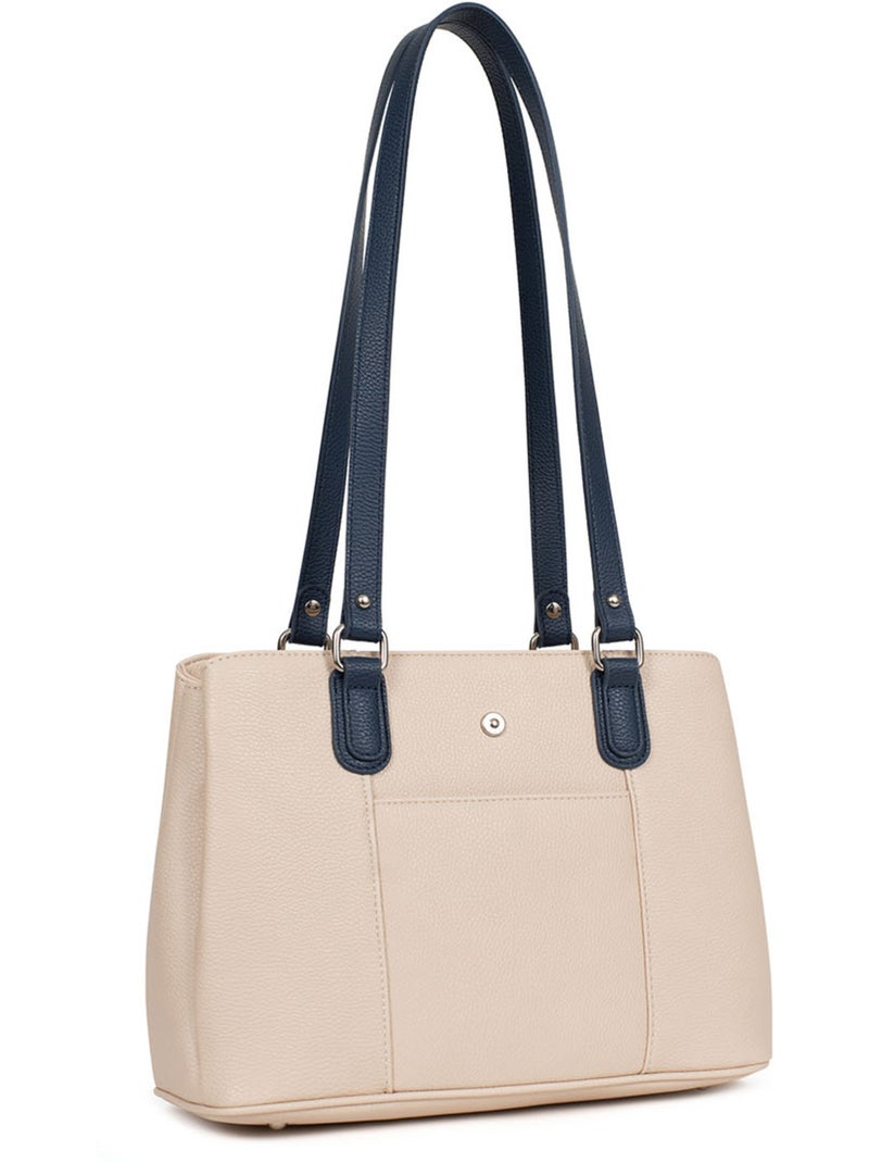 Bolso de hombro con 2 asas maya hexagona Marino/Blanco - Kiabi