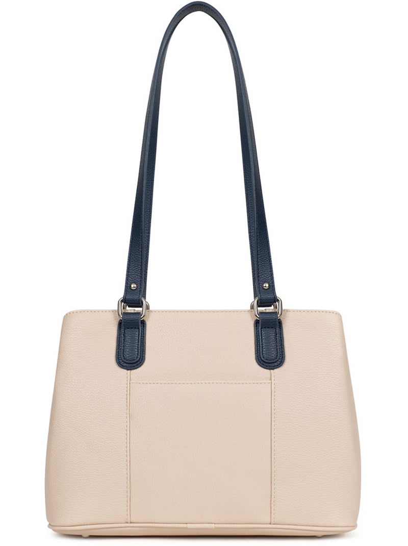 Bolso de hombro con 2 asas maya hexagona Marino/Blanco - Kiabi