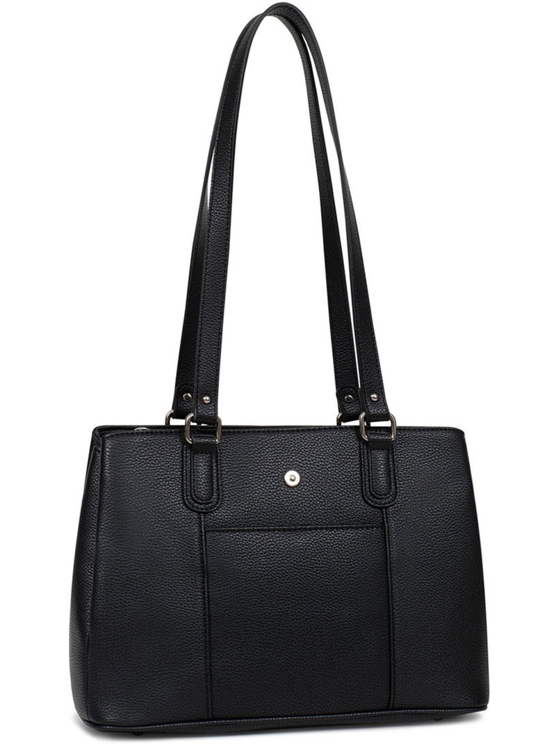 Bolso de hombro con 2 asas maya hexagona Negro - Kiabi