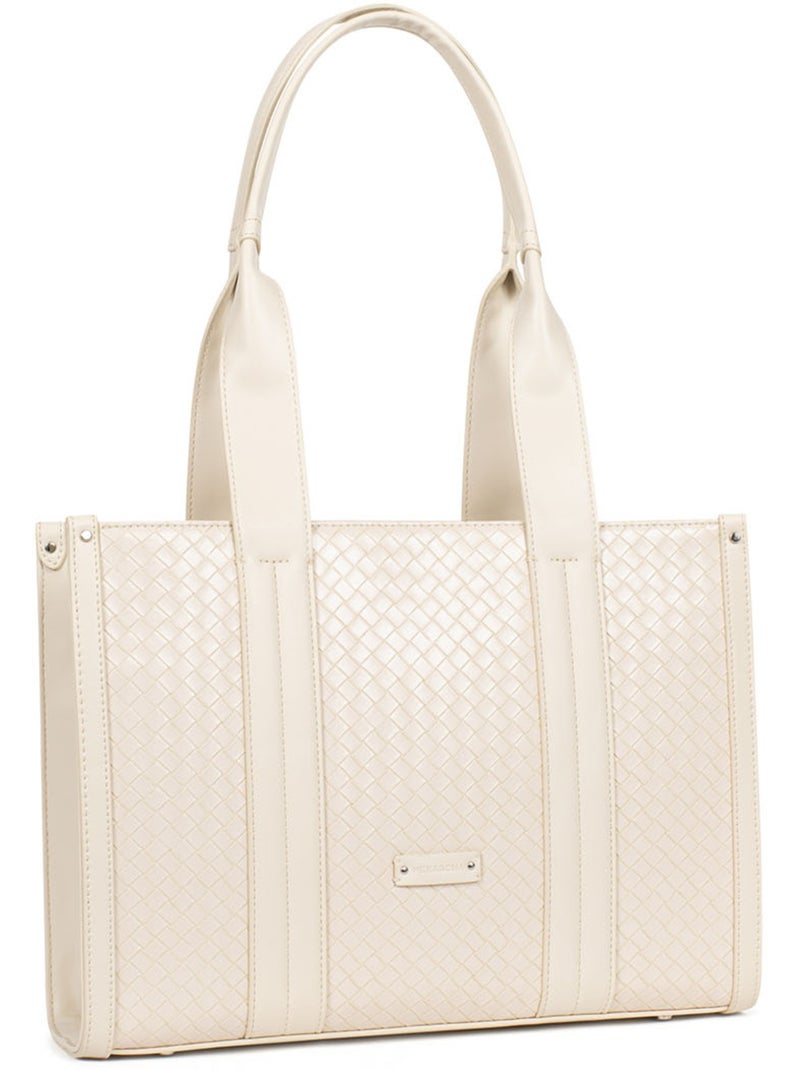 Bolso de hombro con 2 asas nila hexagona Marfil - Kiabi