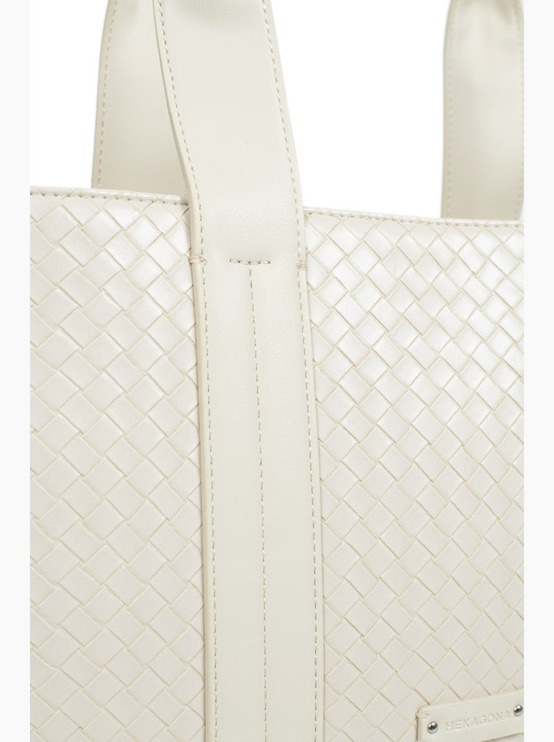 Bolso de hombro con 2 asas nila hexagona Marfil - Kiabi