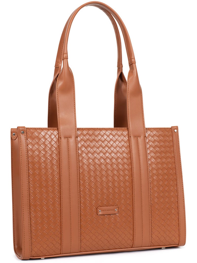 Bolso de hombro con 2 asas nila hexagona Marrón caramelo - Kiabi