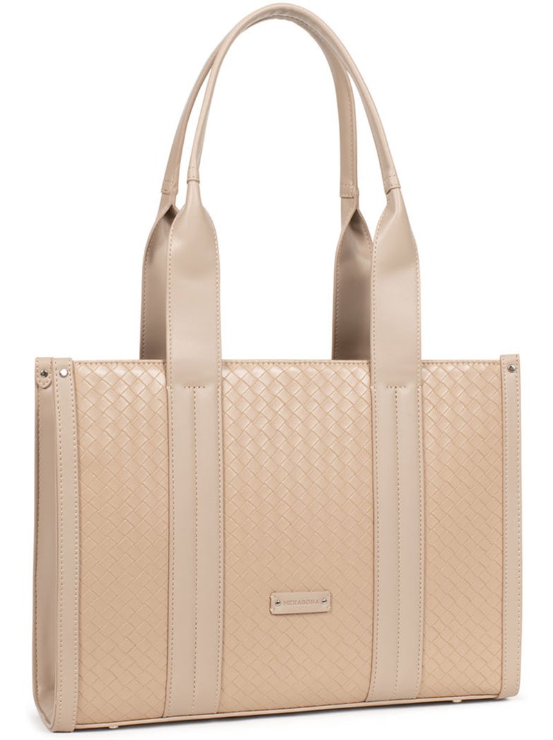 Bolso de hombro con 2 asas nila hexagona Taupe - Kiabi
