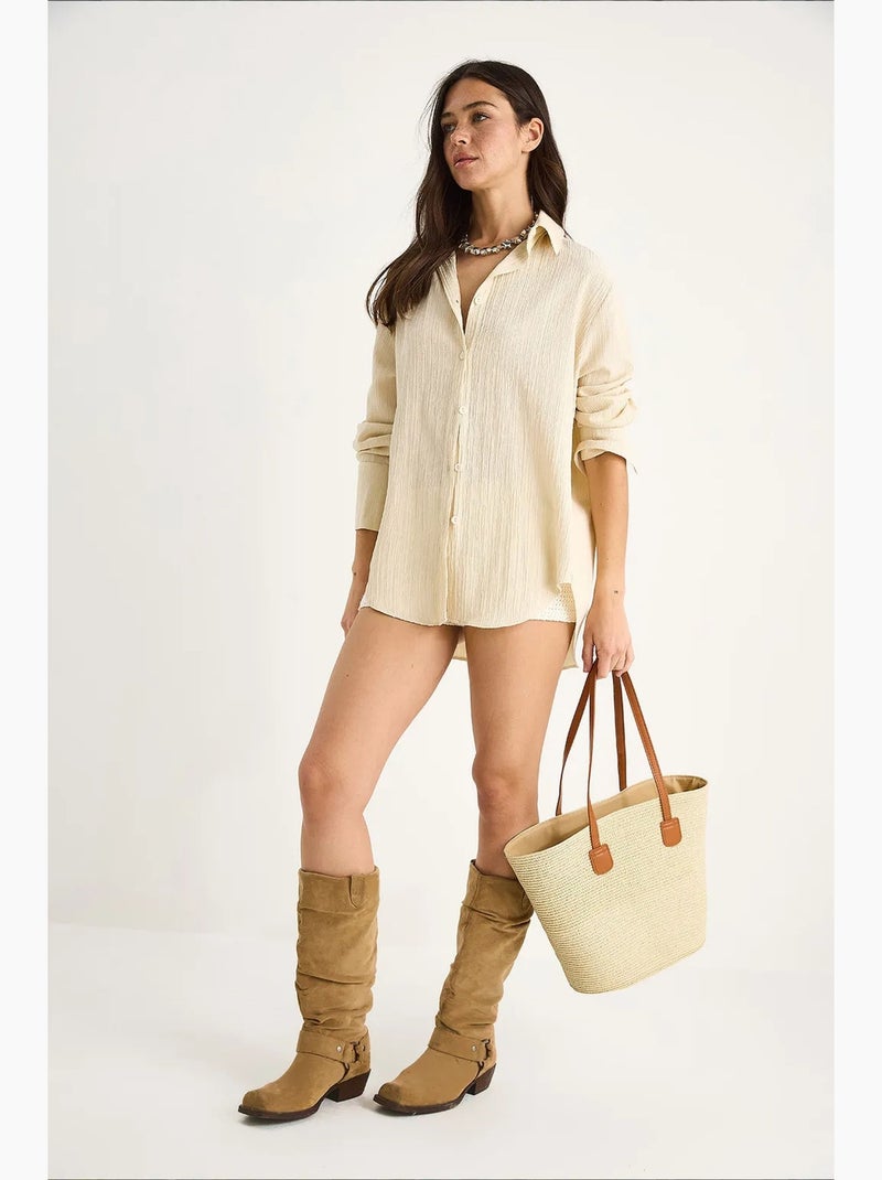 Bolso de hombro de playa lucci Beige natural - Kiabi