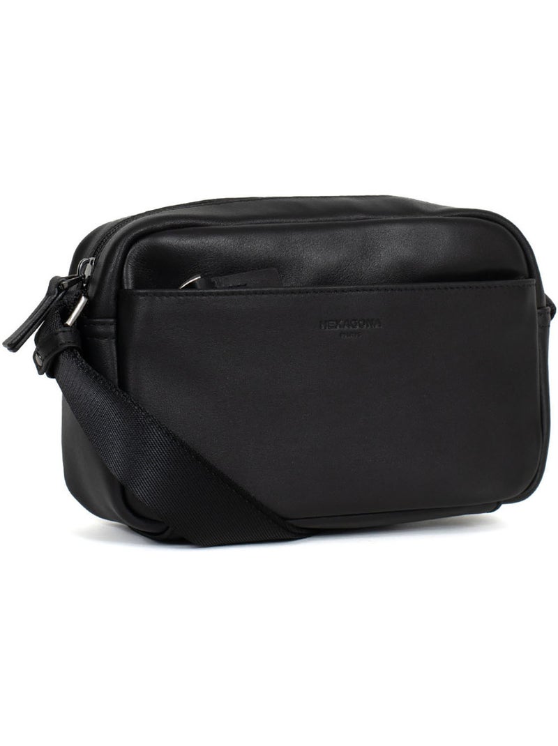 Bolso de mano - cuero de vaca soft studio hexagona Negro - Kiabi