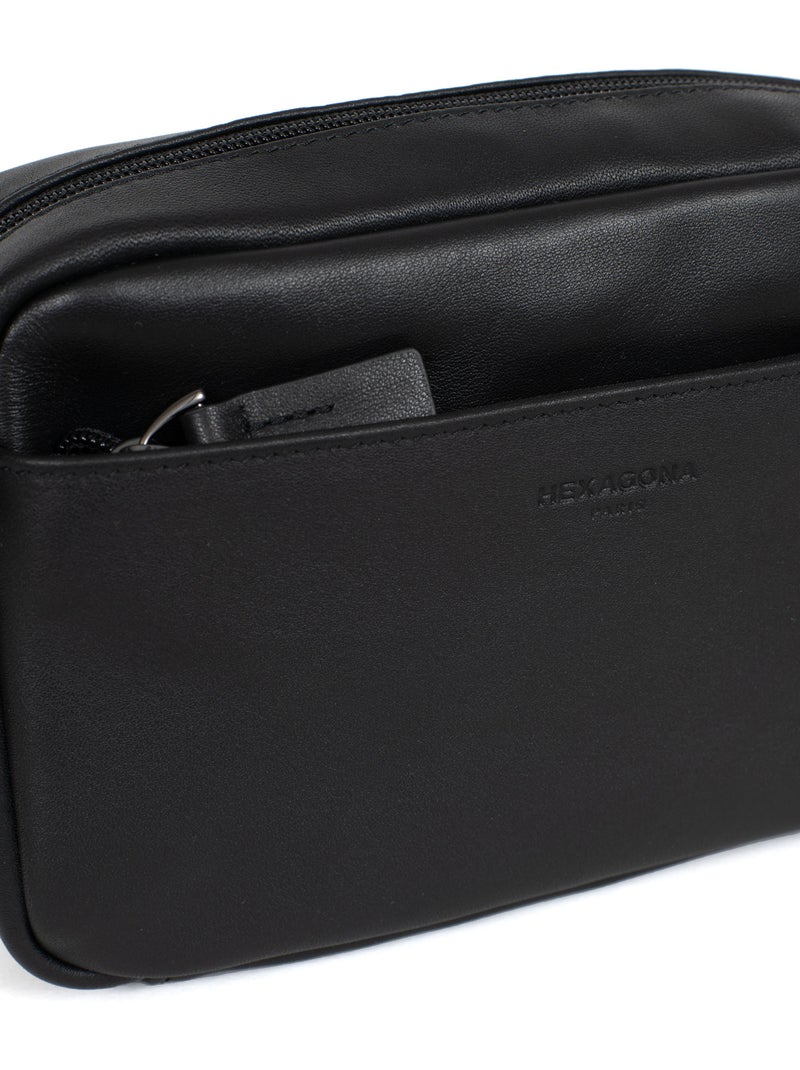 Bolso de mano - cuero de vaca soft studio hexagona Negro - Kiabi