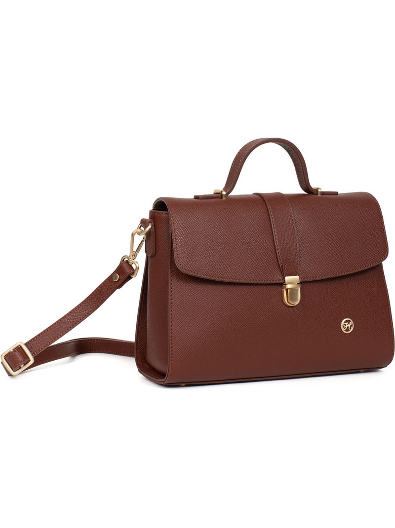 Bolso de mano 1 asa - cuero aude hexagona Marrón - Kiabi