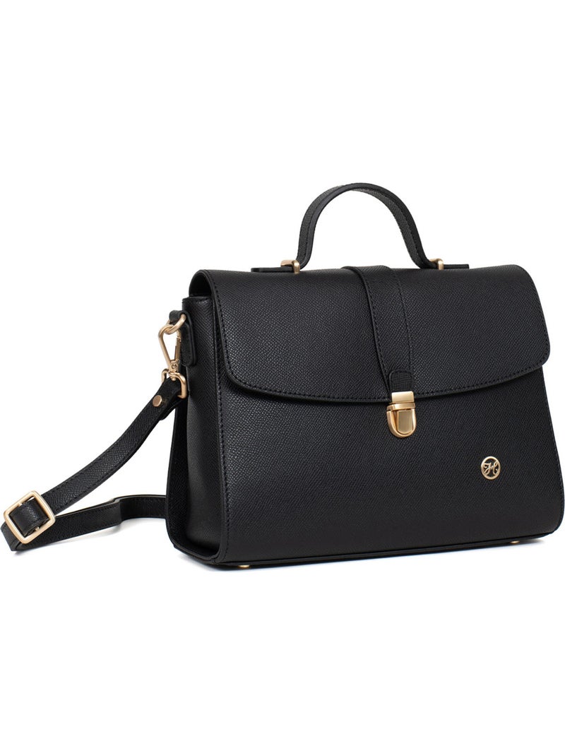 Bolso de mano 1 asa - cuero aude hexagona Negro - Kiabi