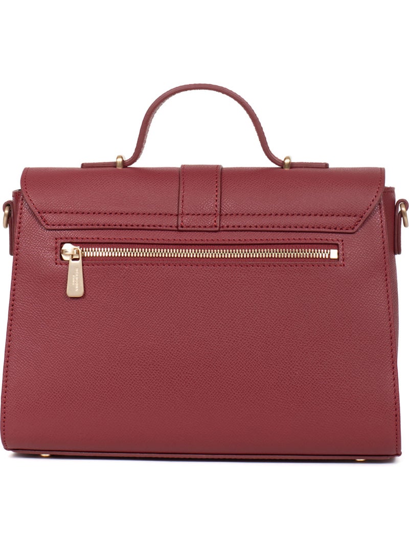 Bolso de mano 1 asa - cuero aude hexagona Rojo carmín - Kiabi