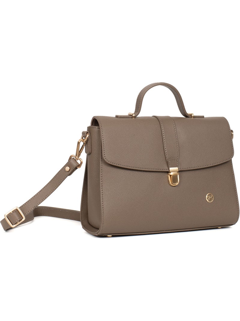 Bolso de mano 1 asa - cuero aude hexagona Taupe - Kiabi