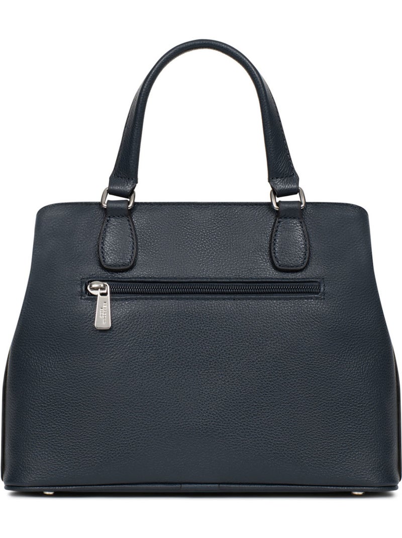 Bolso de mano 2 asas - cuero mirabelle hexagona Azul petróleo - Kiabi