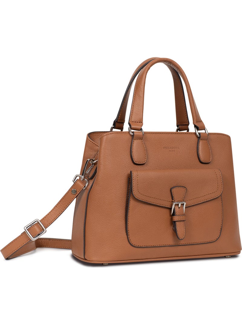 Bolso de mano 2 asas - cuero mirabelle hexagona Marrón claro - Kiabi