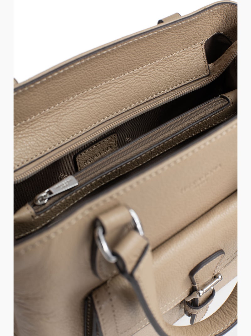 Bolso de mano 2 asas - cuero mirabelle hexagona Marrón glaseado - Kiabi