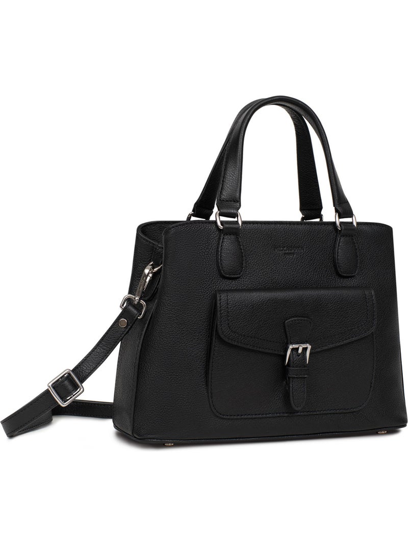 Bolso de mano 2 asas - cuero mirabelle hexagona Negro - Kiabi