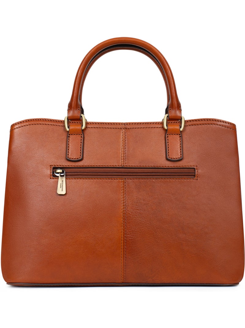 Bolso de mano 2 asas - cuero ondine hexagona Cognac - Kiabi