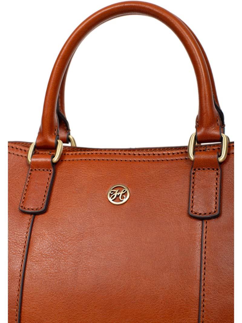 Bolso de mano 2 asas - cuero ondine hexagona Cognac - Kiabi