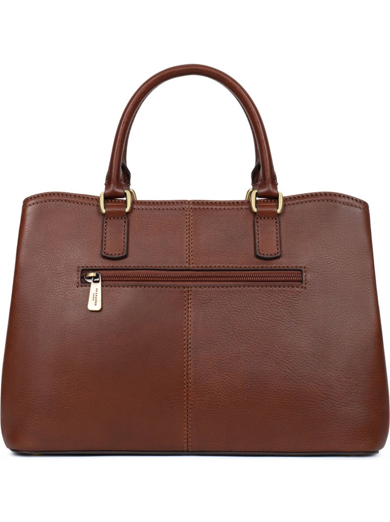 Bolso de mano 2 asas - cuero ondine hexagona Marrón - Kiabi