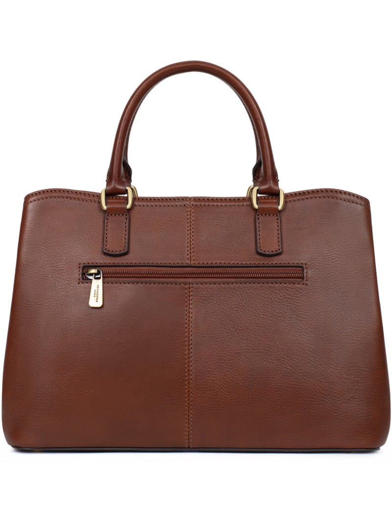 Bolso de mano 2 asas - cuero ondine hexagona Marrón - Kiabi