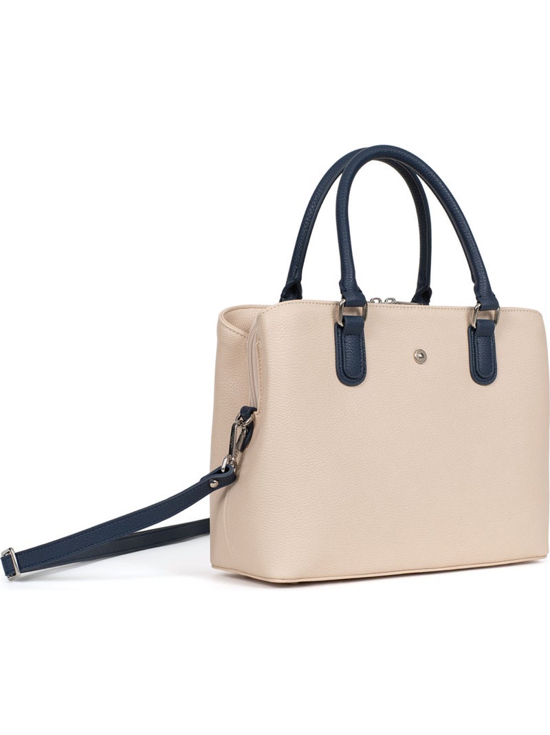 Bolso de mano 2 asas maya hexagona Marino/Blanco - Kiabi