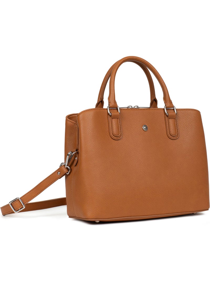 Bolso de mano 2 asas maya hexagona Marrón caramelo - Kiabi