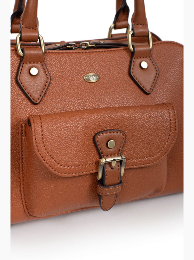 Bolso de mano 2 asas ronda hexagona Cognac - Kiabi
