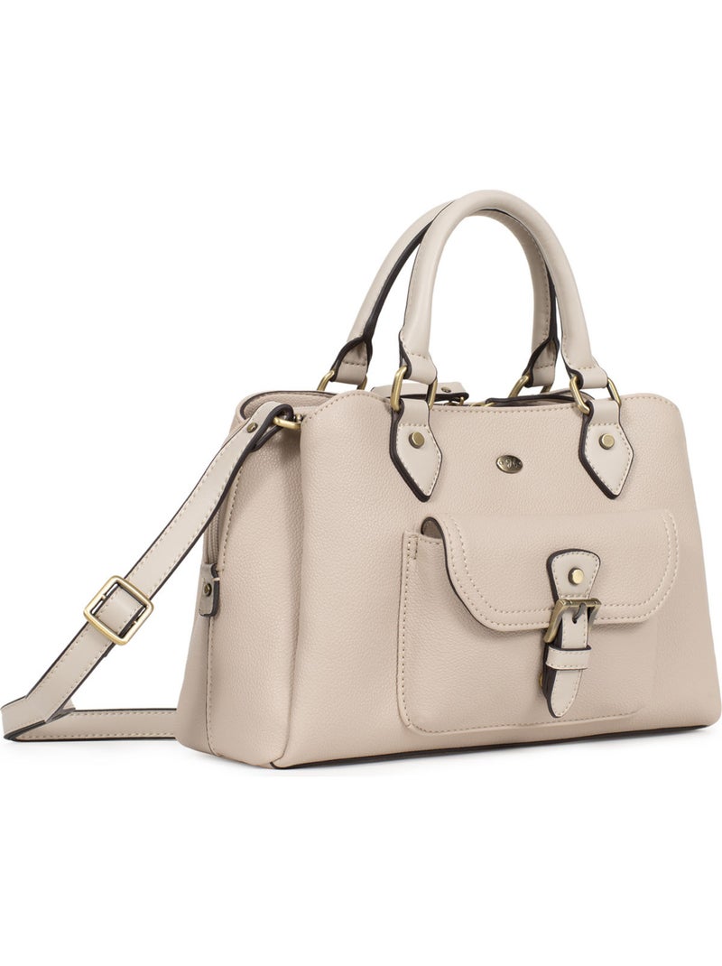 Bolso de mano 2 asas ronda hexagona Marfil - Kiabi
