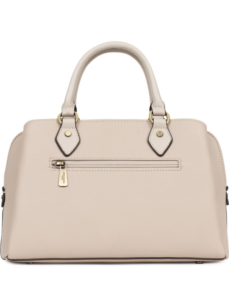 Bolso de mano 2 asas ronda hexagona Marfil - Kiabi