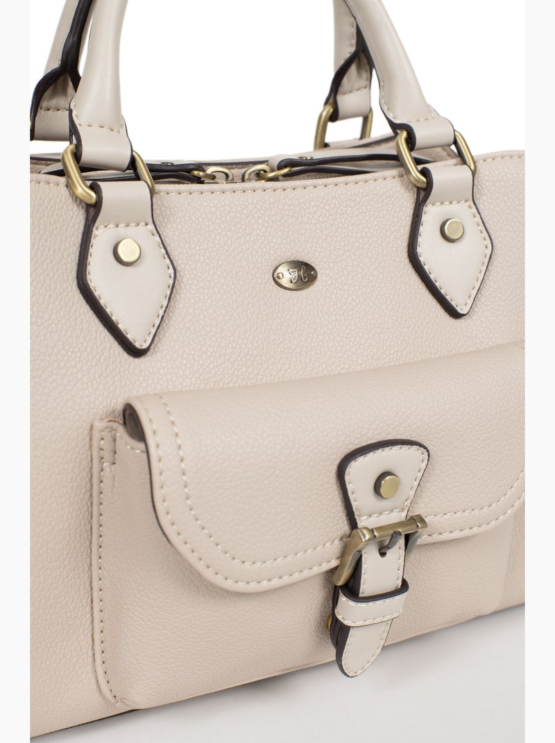 Bolso de mano 2 asas ronda hexagona Marfil - Kiabi