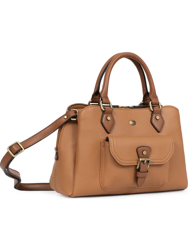 Bolso de mano 2 asas ronda hexagona Marrón claro - Kiabi