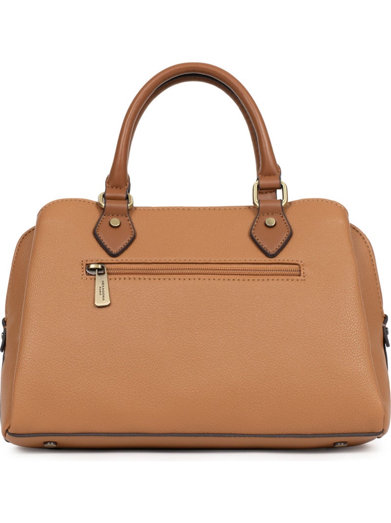 Bolso de mano 2 asas ronda hexagona Marrón claro - Kiabi