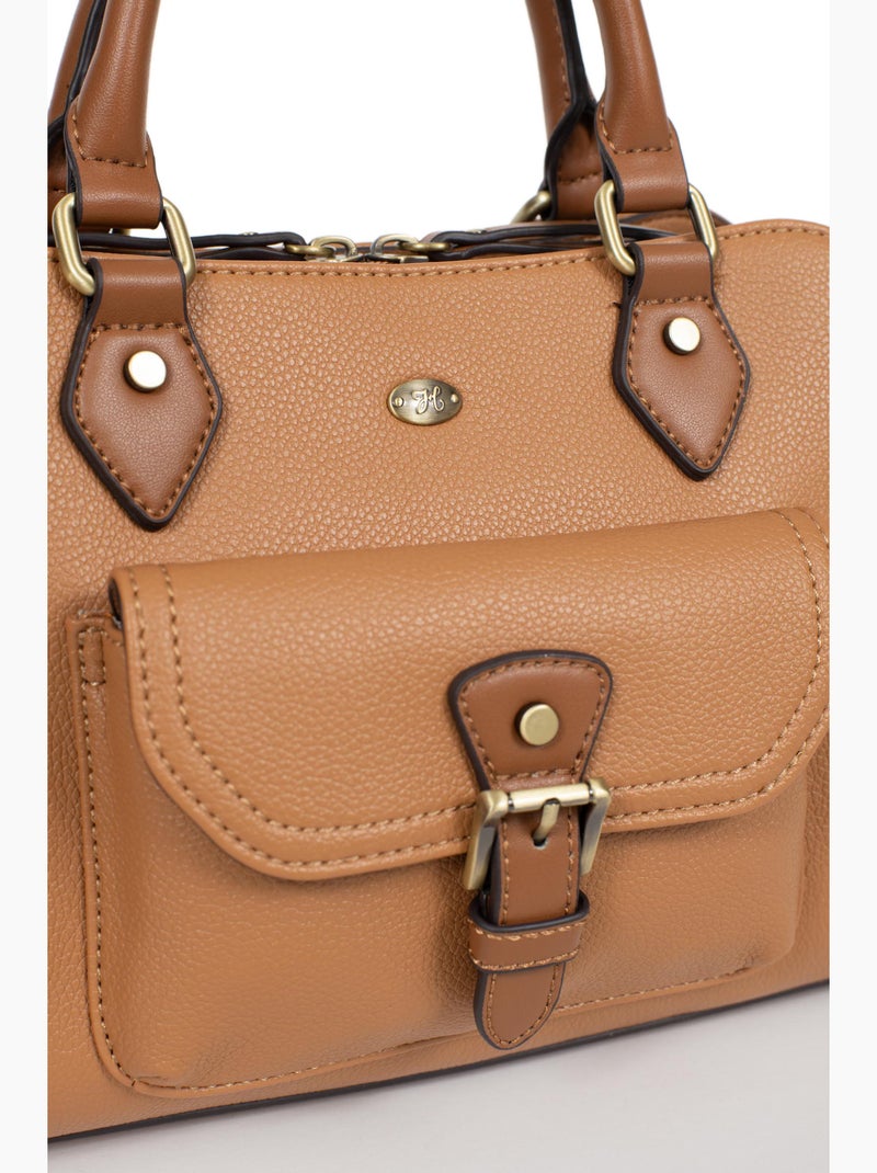 Bolso de mano 2 asas ronda hexagona Marrón claro - Kiabi