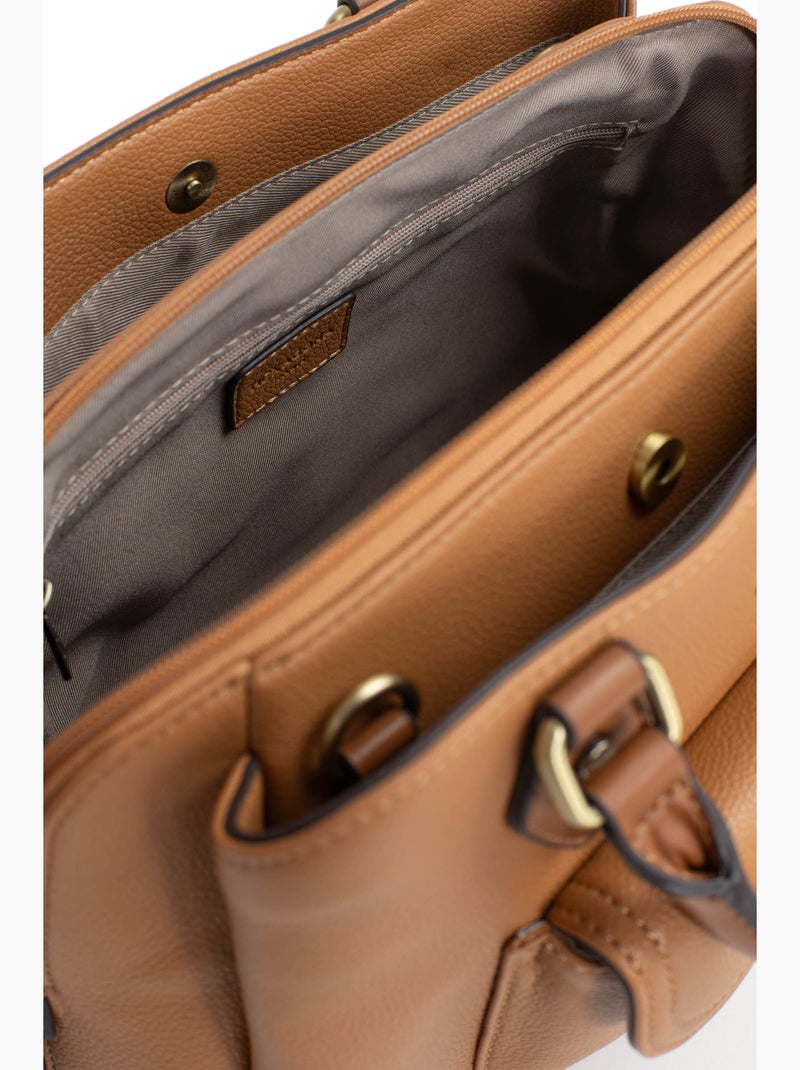 Bolso de mano 2 asas ronda hexagona Marrón claro - Kiabi